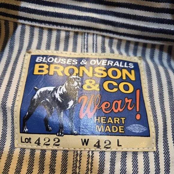 Rugged Bronson Hickory Stripe Railroad Vintage NWT Men Denim Chore Coat sz 42 - Picture 6 of 10